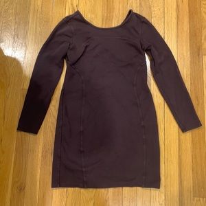 Athleta Women's Purple Illusion Long Sleeve Fitted/Bodycon Ponte Dress, Size S